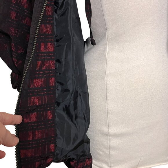 Red Black Ruffle Collar Jacket S Nylon Whimsigoth Vamp Steampunk Ruffle Balloon - Picture 5 of 10